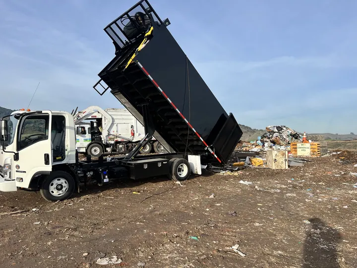Unloaded. The job is not finished until the truck is empty and the space is swept.